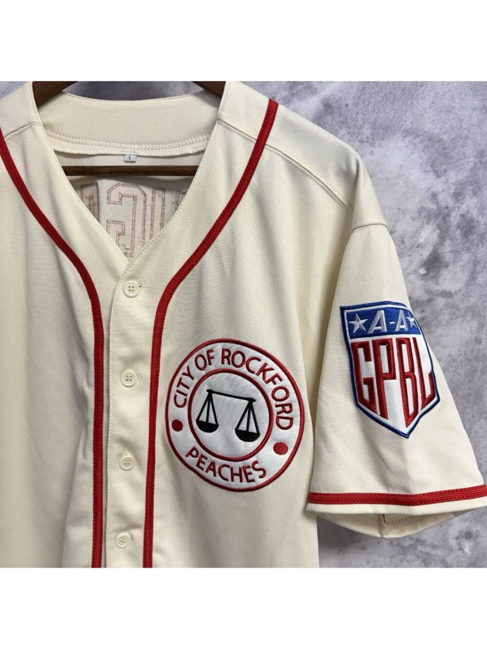 Vintage City of Rockford Peaches Jimmy Dugan Jersey Mens Large Baseball